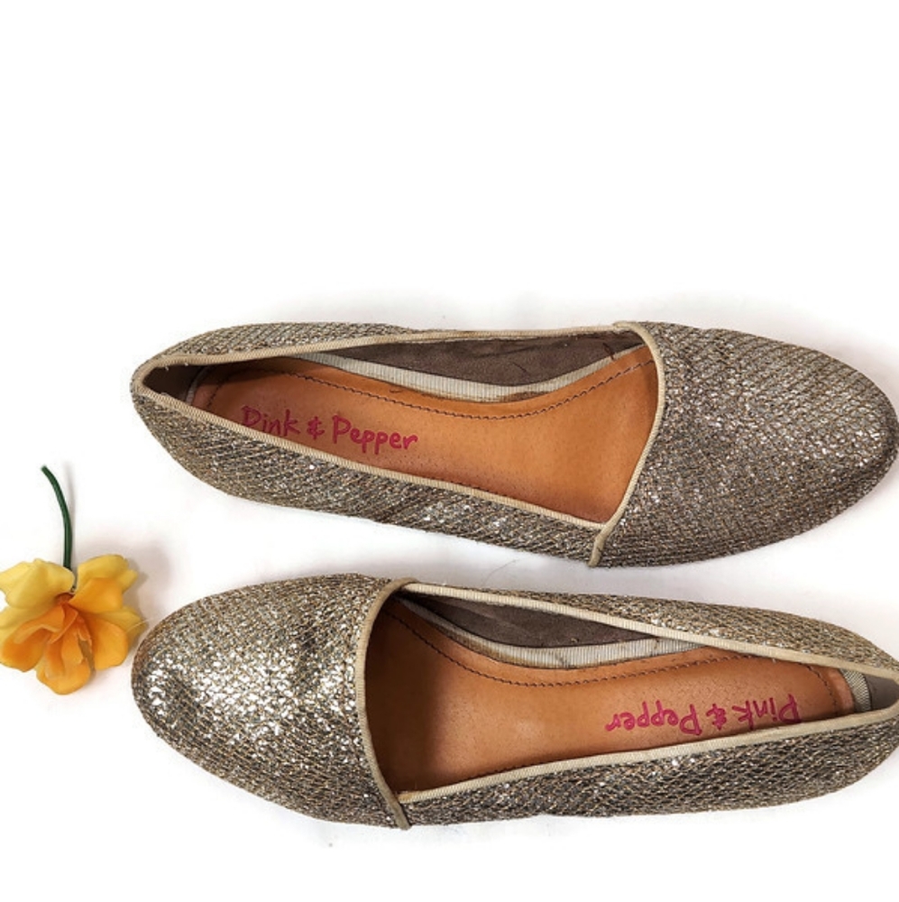 Pink & Pepper Gold Glitter Flats